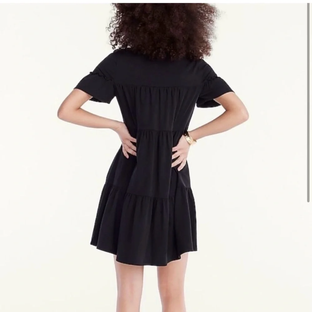 J. Crew Broken-In Jersey Knit Tiered Black Mini Dress Size XS